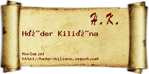 Héder Kiliána névjegykártya